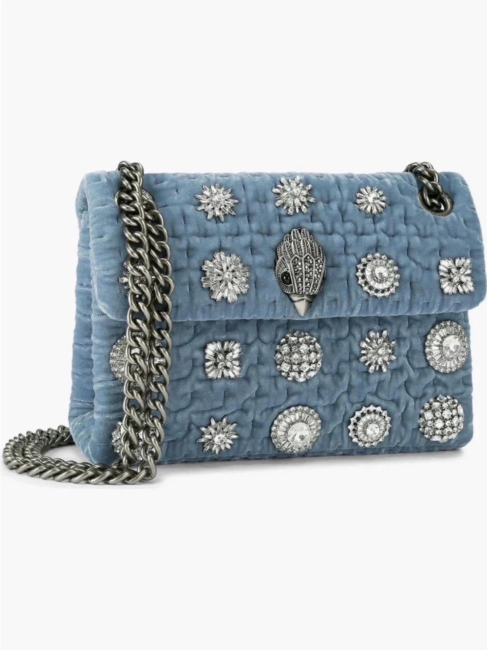 New Kurt Geiger Blue Embellished Purse with Crystal Studs